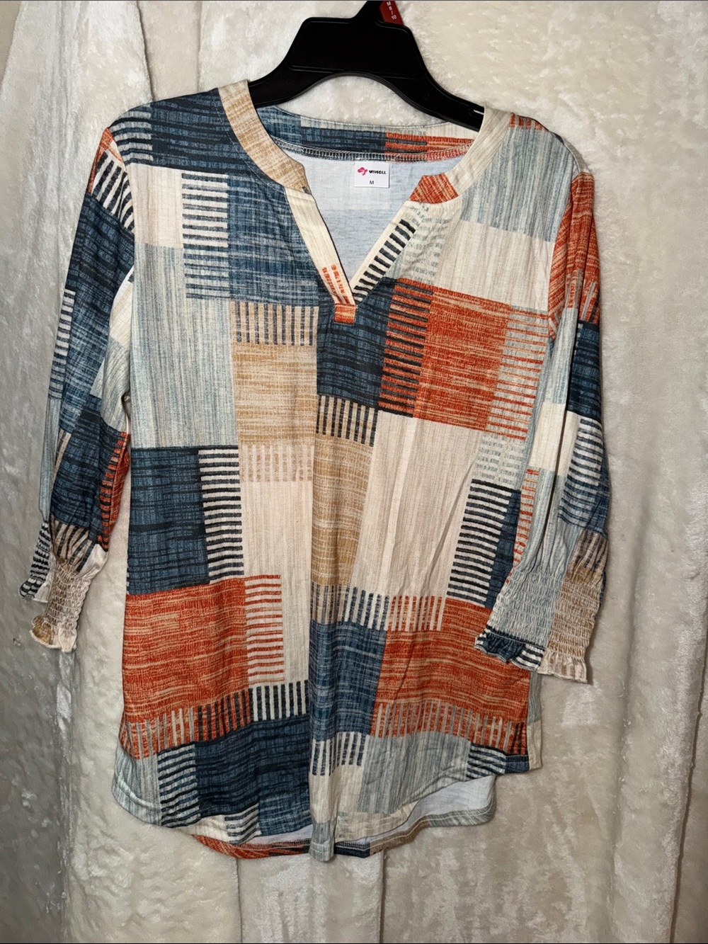 Women’s Geo-Print Split-Neck Tunic Top - Multicolor